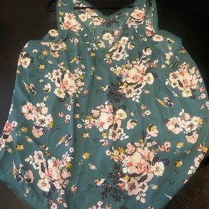 Torrid teal floral lace v neck size5